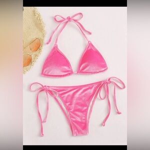 SHEIN pink velvet suit